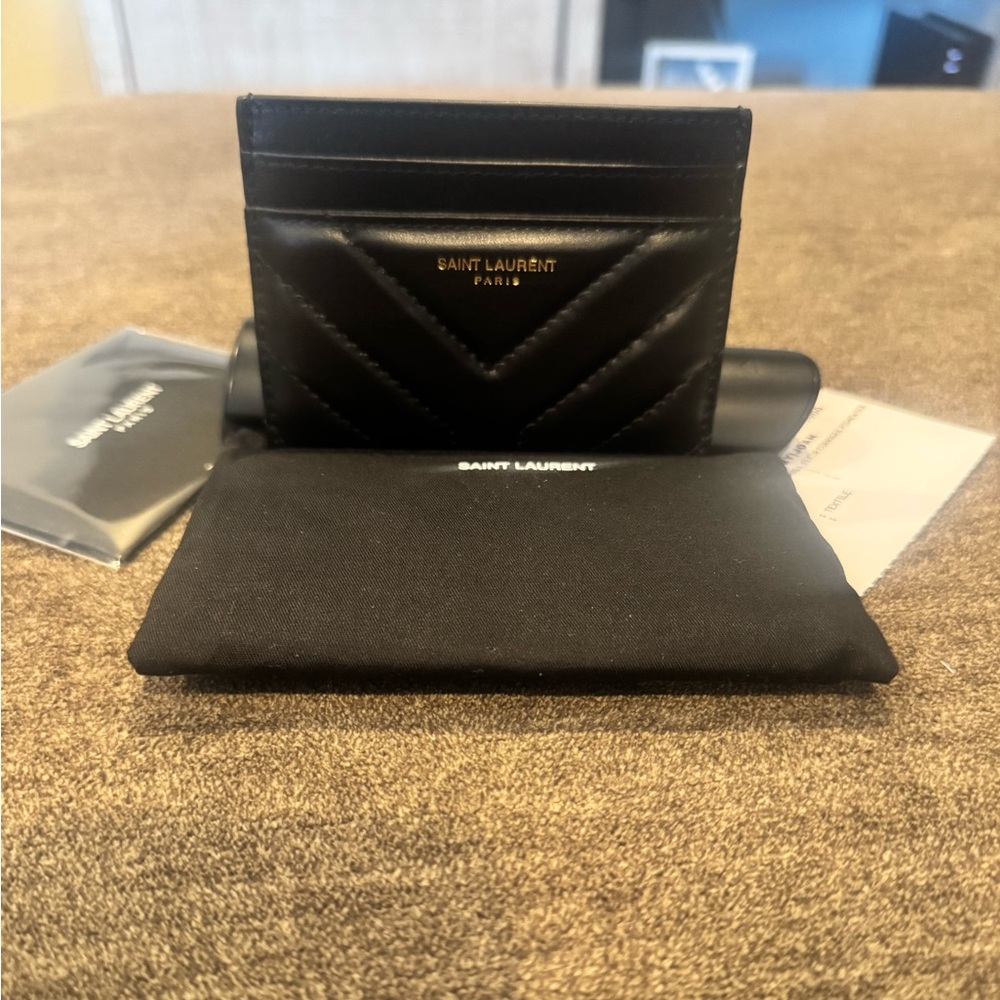 NWT Saint Laurent Black Card Holder
